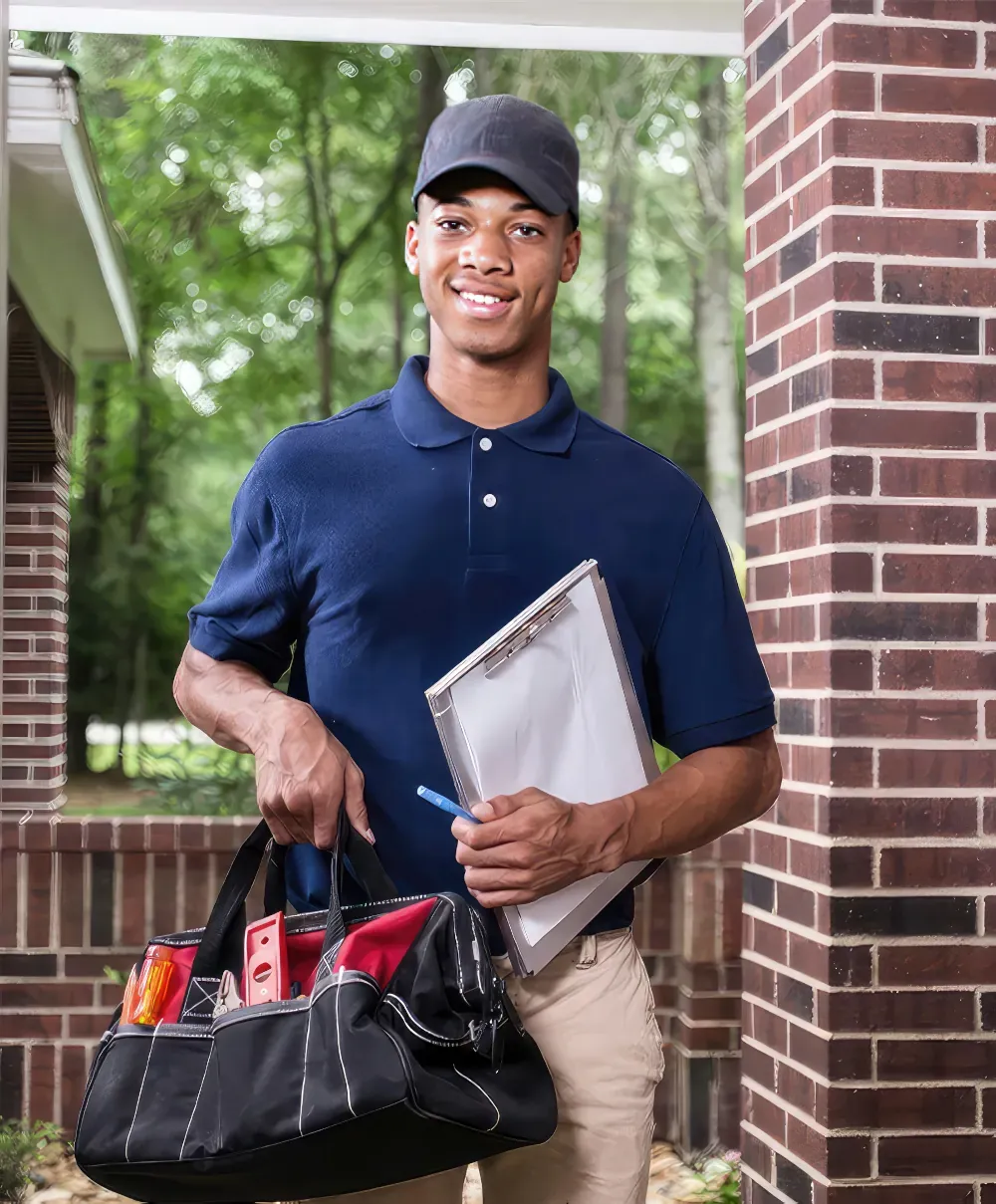 A friendly Alamo Heating & Cooling technician arriving for a service call